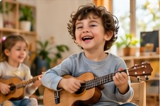 Ukulele çalan çocuk